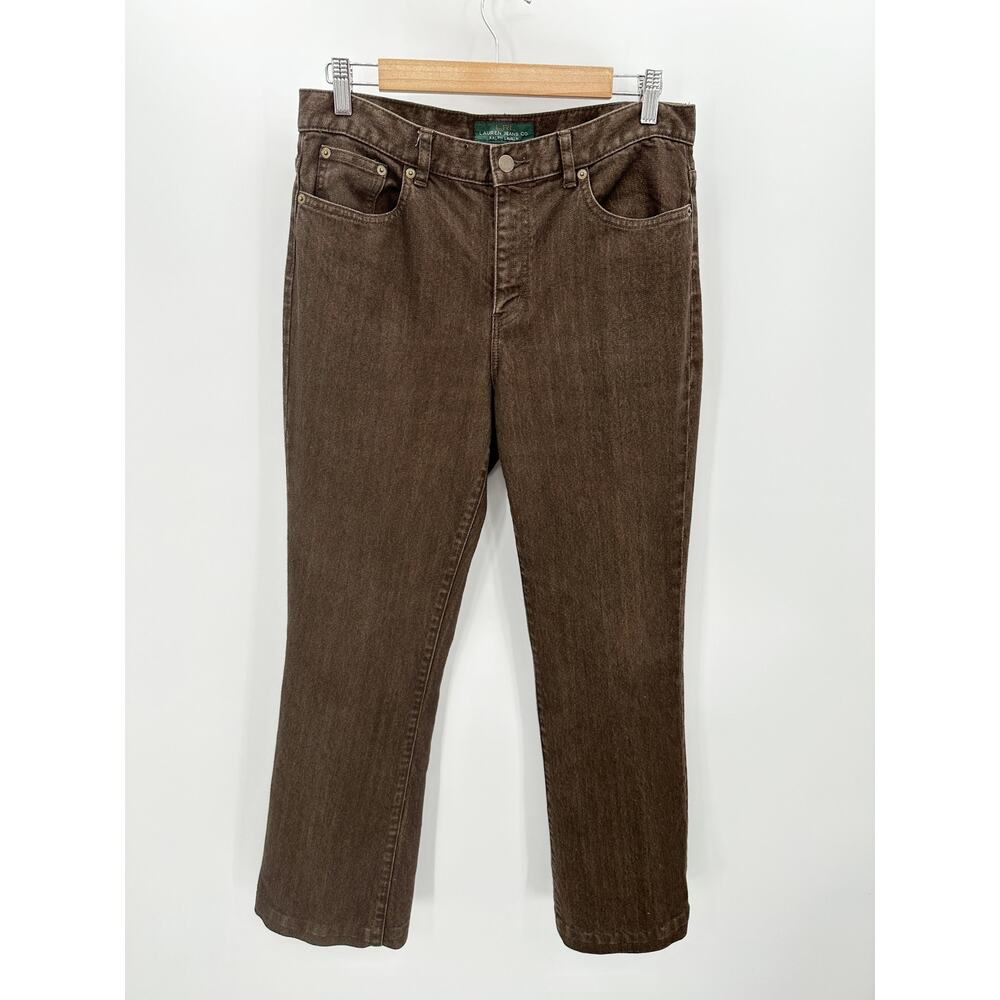 Lauren Ralph Lauren Jeans Women 8 Brown Cotton Stretch High Rise Straight